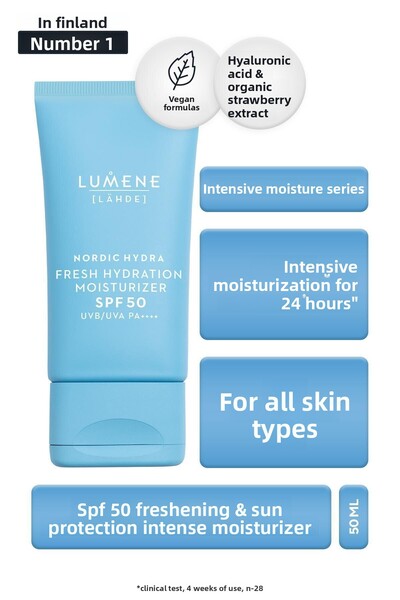 LUMENE Spf50 Sunscreen Moisturizer – Refreshing Cream, 50 Ml, for All Skin Types