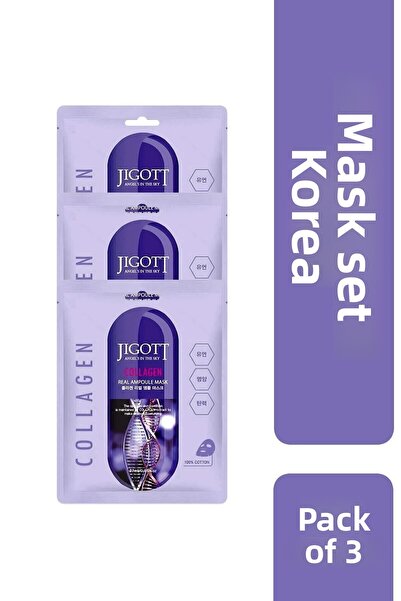 Jigott صفقة مكونة من 3 قطع - مجموعة أقنعة كورية فاخرة من الكولاجين
