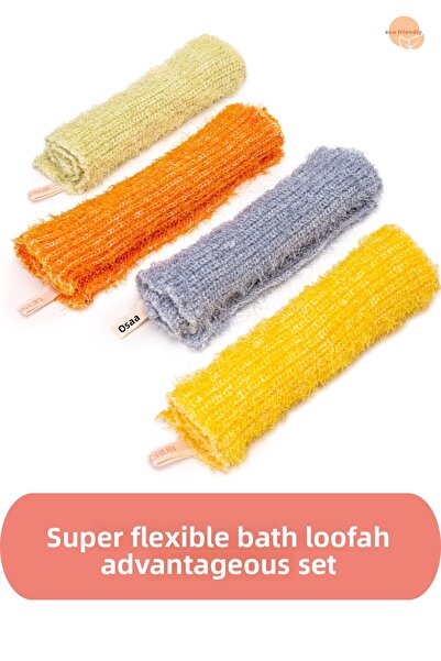 LET'SCRUB Super Flexible Bath Loofah Set - 4 Pieces Hand Made Bath Loofah - Chemistry Character - 20X30 cm ±5