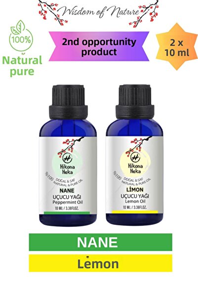 Hikona Heka مجموعة من 2 زيت عطري نقي وطبيعي 100% - النعناع والليمون العطري (2...