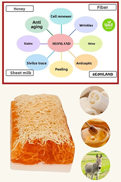 Seonland صابون حليب الحمار مصنوع يدويًا من ألياف اليقطين الطبيعية بنسبة 100%،...