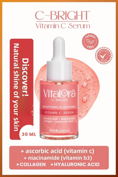 Vitalora سيروم فيتامين C للبشرة من سي برايت - كولاجين - حمض الهيالورونيك (تأث...