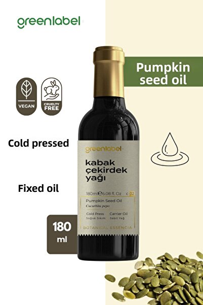 Greenlabel زيت بذور اليقطين المعصور على البارد - طبيعي ونقي 100%، 180 مل