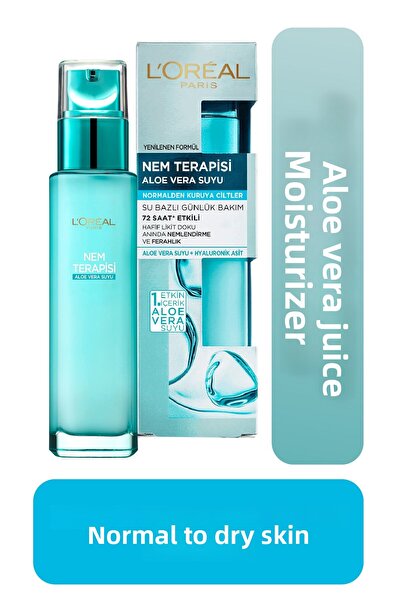 L'Oreal Paris كريم مرطب للوجه ذو أساس مائي يحتوي على عصير الألوفيرا للبشرة ال...