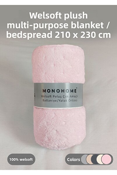 MonoHome Welsoft Double Plush Blanket - Powder 210X230 cm