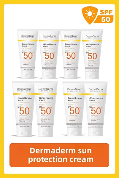 DermaDerm 8 قطع كريم للحماية من الشمس بعامل حماية من الشمس 50+ - 100 مل