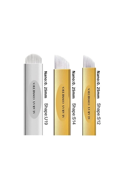 alaraycosmetics إبر Microblading للحواجب، شفرات مكياج دائمة للاستعمال مرة واحدة (PCD12 PCD14 PCD19U) 10 قطع