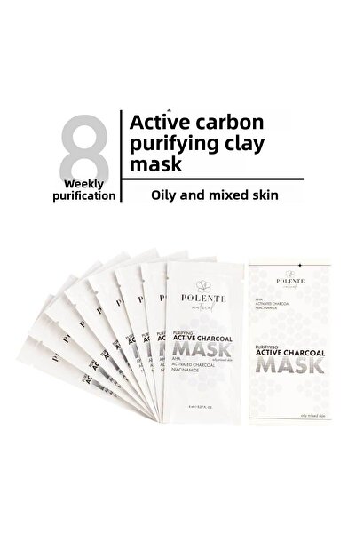 Polente Natural Activated Carbon Purifying Clay Mask (8 Pieces X 8 ml)