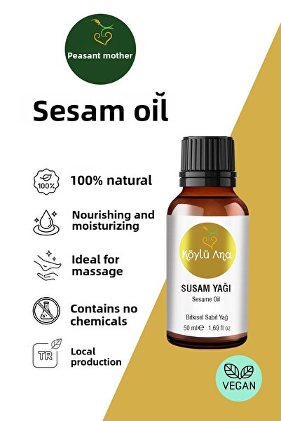 Köylü Ana زيت السمسم 50 مل - 100٪ زيت نقي معصور على البارد، مغذي ومرطب للبشرة...