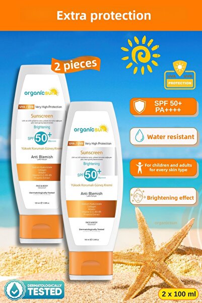 Organicsun Spf 50+ Face and Body Sunscreen 100ml Set of 2 – High Protection, ...