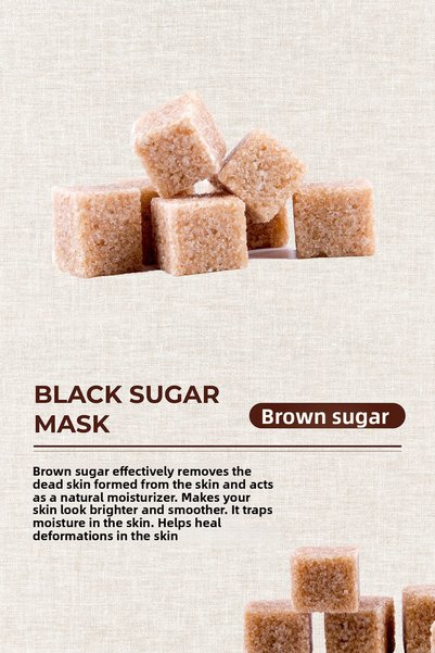 Venzen ®   Black Sugar Renewing Face Care Peeling Mask, Black Sugar Wash Off Soft Scrub 100g