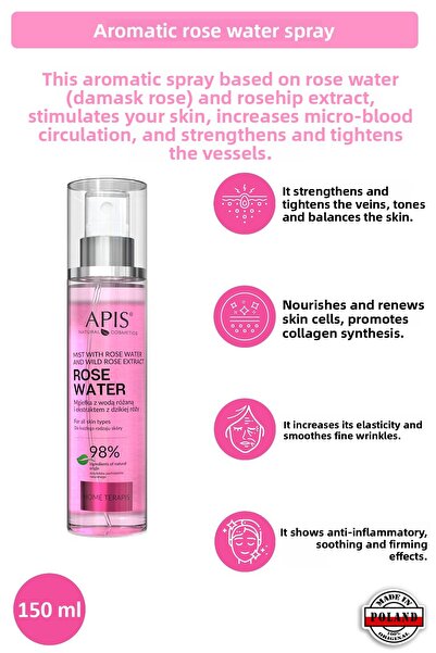 Apis Natural Cosmetics لوشن بخلاصة ماء الورد والورد البري - 150 مل