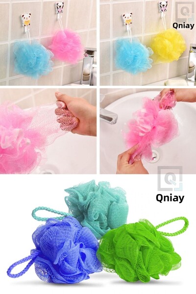 QNİAY Shower Loofah Soft Mesh Foam Sponge Bubble Ball (1pc) Body Skin Cleanse...