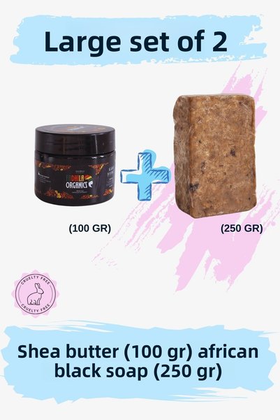 FADHILA ORGANICS مجموعة كبيرة مكونة من قطعتين (100 جرام زبدة الشيا + 250 جرام...