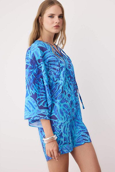 Trendyol Collection Batik Patterned Woven 100% Cotton Beach Dress Tbess25El00007