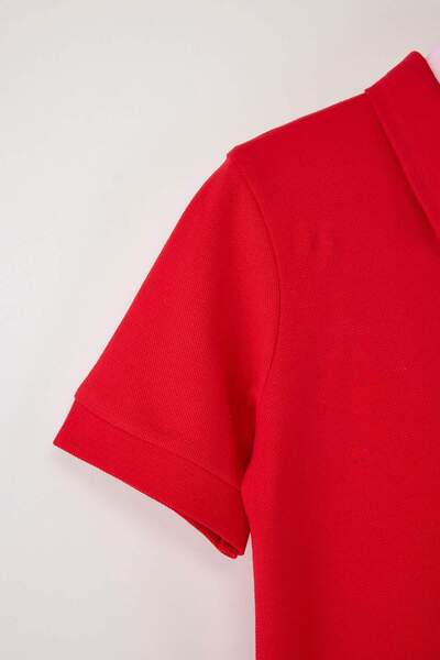 TRENDYOLKIDS Rotes kurzes / Mini-Blumenstrickkleid TKDSS25EL00085