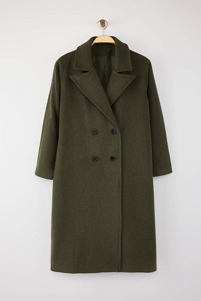 Trendyol Curve Χακί Oversize Παλτό TBBAW23KB00002
