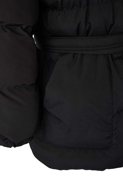Trendyol Collection Black Regular Fit Hooded Belted Water Repellent Inflatable Plus Size Coat Twoaw26Aw00011