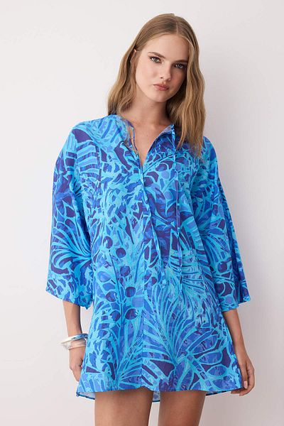 Trendyol Collection Batik Patterned Woven 100% Cotton Beach Dress Tbess25El00007