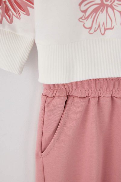 TRENDYOLKIDS Powder Floral Knitted Bottom - Top Set Tkdaw25Au00162