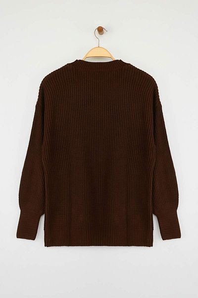 Trendyol Collection Кафяв широк плетен пуловер TWOAW23KZ01448