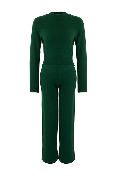 Trendyol Collection Emerald Green Crop Basic Knitwear Bottom-Top Set Twoaw24Au00024