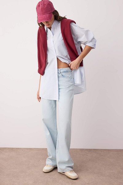 Trendyol Collection Light Blue Low Waist Wide Leg Jeans Twoaw26Je00001