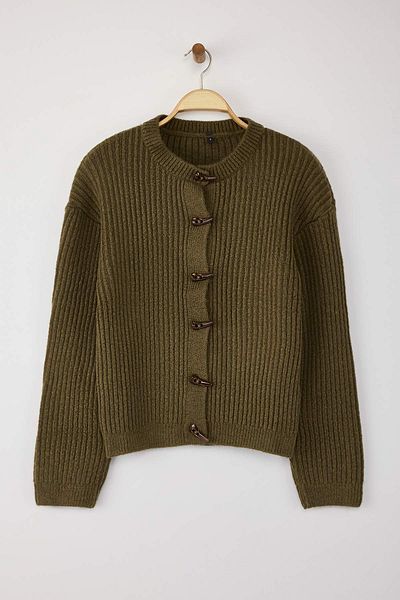 Trendyol Collection Khaki Soft Textured Button Detailed Knitwear Cardigan Twoaw26Hi00093