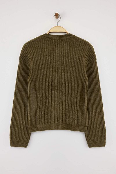 Trendyol Collection Khaki Soft Textured Button Detailed Knitwear Cardigan Twoaw26Hi00093