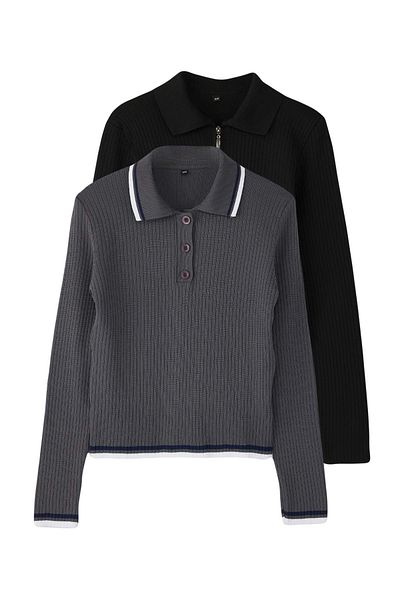 Trendyol Collection Gray-Black Basic Short/Crop Package Knitwear Cardigan-Sweater Twoaw26Kz00116