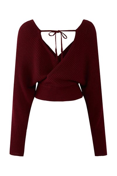 Trendyol Collection Burgundy Double Breasted Knitwear Sweater Twoaw21Kz1277