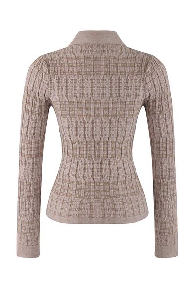 Trendyol Collection Mink Textured Polo Neck Premium/Special Thread Fitted/Fitted Knitwear Cardigan Twoaw26Hi00081