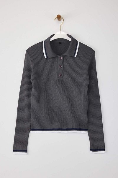 Trendyol Collection Gray-Black Basic Short/Crop Package Knitwear Cardigan-Sweater Twoaw26Kz00116