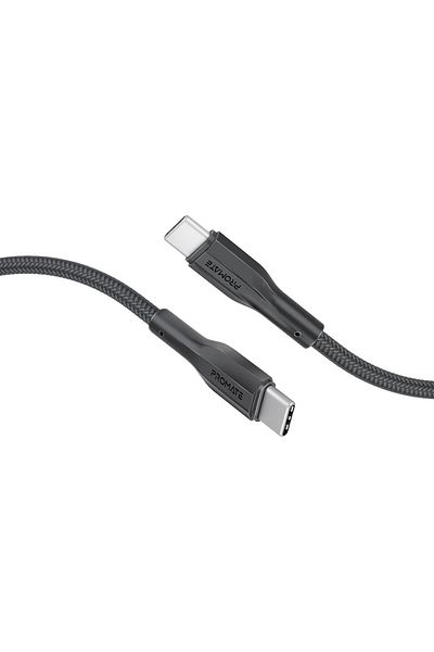 Promate كابل USB-C بطول 200 سم، كابل شحن فائق السرعة بقوة 60 وات من النوع C مع مزامنة 480 ميجابت في الثانية