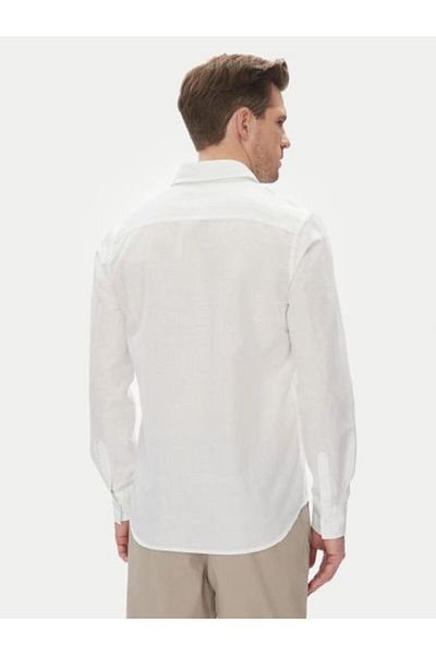 Calvin Klein Bright White Men Linen Cotton Long Sleeve Shirt