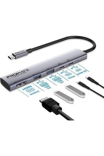 Promate موزع متعدد المنافذ UCB-C 5 في 1