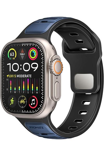 Promate Dual-Colour Apple Watch Band with Dust-Proof UV Treated Surface, Rust-Resistant Stainless-St