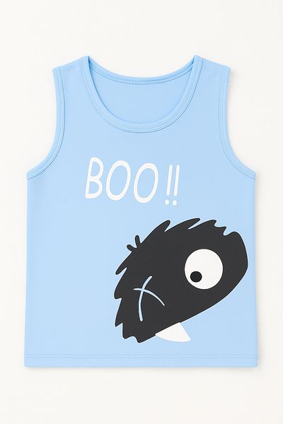 Little Frog Set pijamale băieți cu pantaloni scurți cu bretele groase Eskimo Little Monster