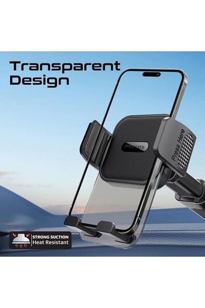 Promate Innovative Car Phone Holder, Transparent Auto Clamping Design, With Extendable Arm, Multi-An