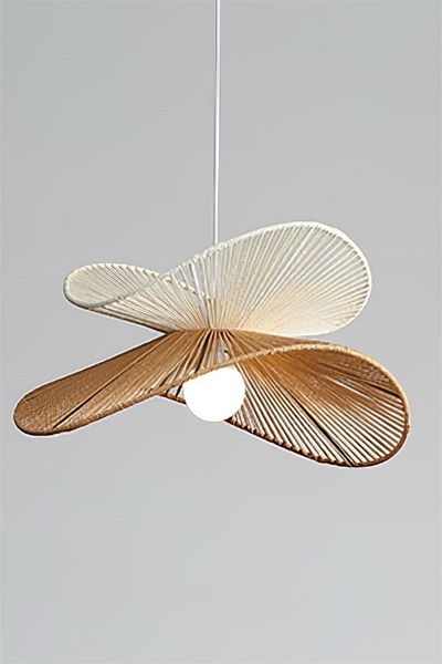 AFRALYAHOME Wicker Pendant Lamp Chandelier 2 Strip Chandelier / Bohemian Chandelier / Living Room Modern Chandelier / Wicker Nordic Chandelier