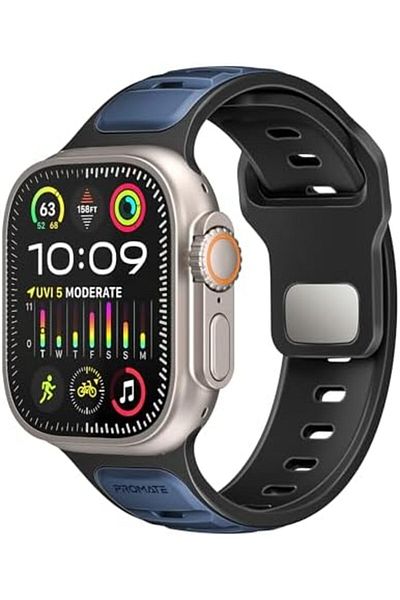 Promate Dual-Colour Apple Watch Band with Dust-Proof UV Treated Surface, Rust-Resistant Stainless-St
