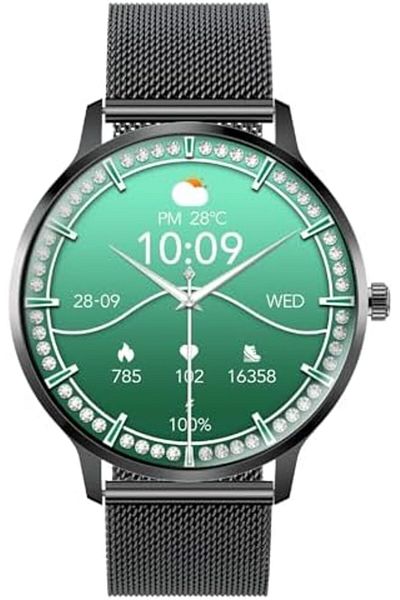 Promate Smartwatch with Round 1.32" AMOLED Display, 3D Spherical Curved Glass, 100+ Sports Modes, Bl