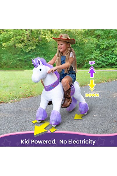 PonyCycle Official Licensed Kids Riding Medium Horse Toy No Battery Indoor And Outdoor -purple