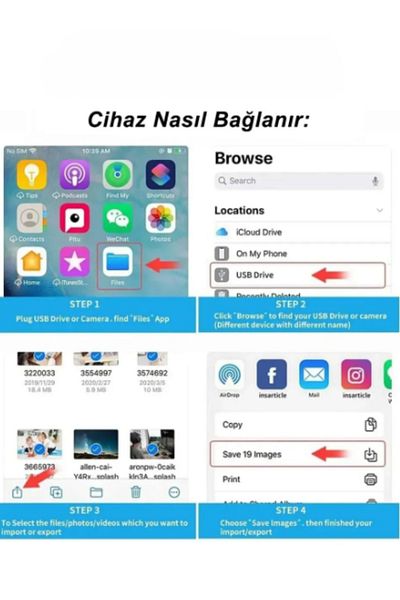 Ocado جهاز Iphone Lightning إلى USB محول Iphone USB Reader