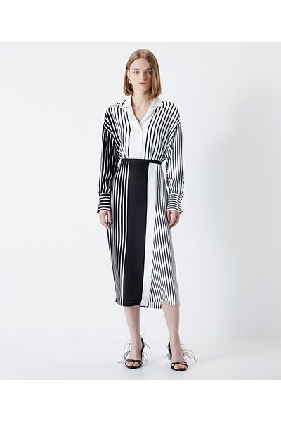 İpekyol Line pattern midi skirt