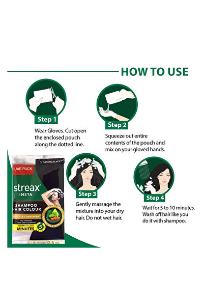 Streax Insta Shampoo Hair Colour 25 Ml - Natural Black Sachet