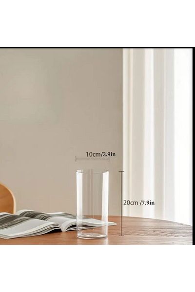 BASHAYER Clear glass vase, cylindrical shape, height 20 cm, width 10 cm