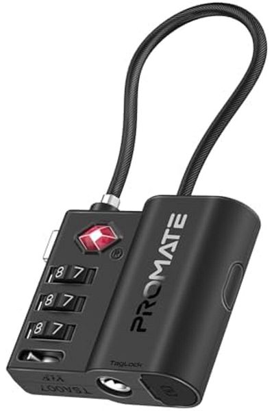 Promate TSA-Approved Smart Lock with Anti-Loss Tracking, Apple Find My App Compatibility, Worldwide
