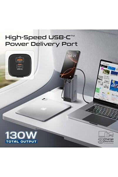 Promate 20.000mah Power Bank, 130w Portable Charger With Pd100w Usb-c Port, Retractable Pd100w Usb-c