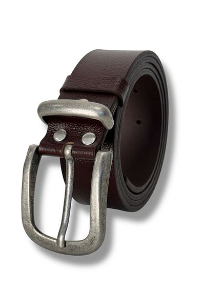 Gesa Men's 100% Genuine Leather Tin Plated Buckle Bitter Coffee Belt 3.2cm